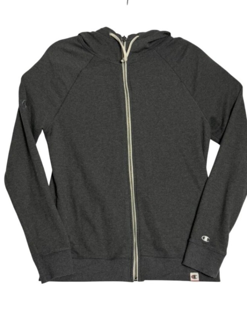 Champion Womens Gray Long Sleeve Full Zip Hooded Sweatshirt Jacket Size Large